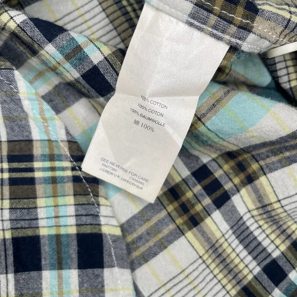 J.Crew Indian Madras Slim XL Turquoise Plaid Button Down Ivy Prep Shirt XL